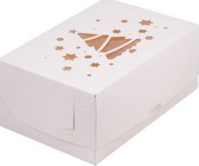 Коробка для 6 капкейков "ЕЛКА" Белая, с окном, 235*160*100, шт
