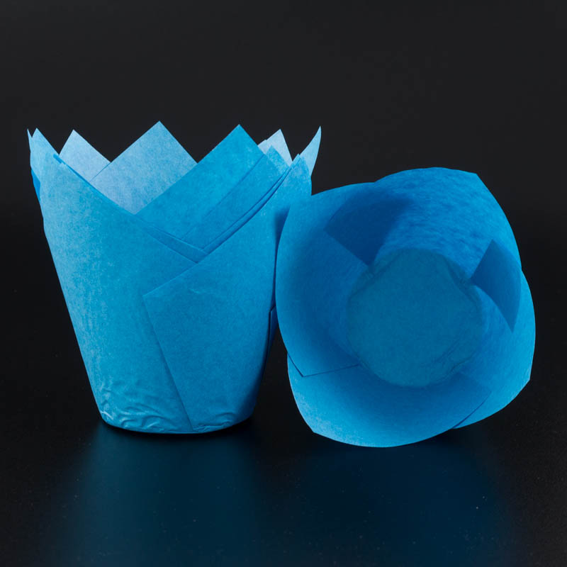 Формы бумажные"Тюльпан "(Голубой) d-5 см h-8 см, 50 шт, упак