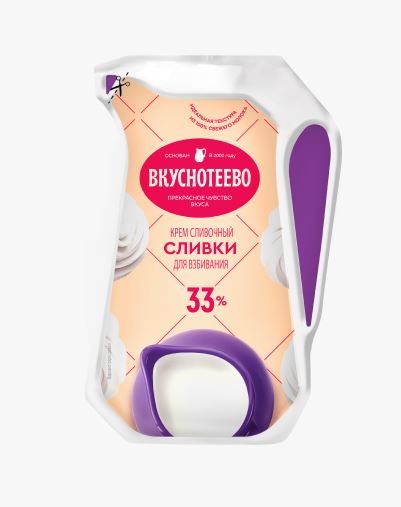 Сливки "Вкуснотеево" 33%, 250 гр упак.Россия