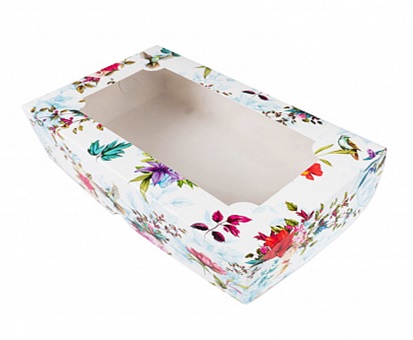 Коробка для зефира с окном "Цветы ассорти", 250*150*70мм, шт