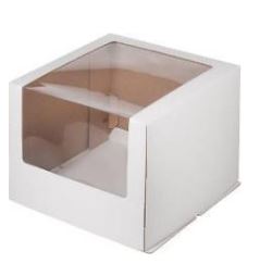 Коробка для тортов с увеличенным окном БОРДО, гофрокартон 300*300*220 мм,РК,шт
