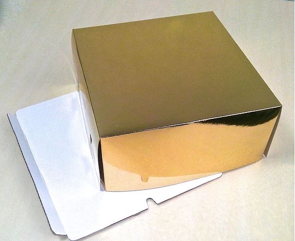 Короб картонный для торта (золото)28*28*13 см