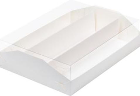 Коробка для 3 ряда макаронс с пластиковой крышкой БЕЛАЯ, 210*165*55мм, шт