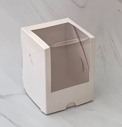 Коробка для 1 капкейка, Белый, с окном, 125*95*95мм, шт