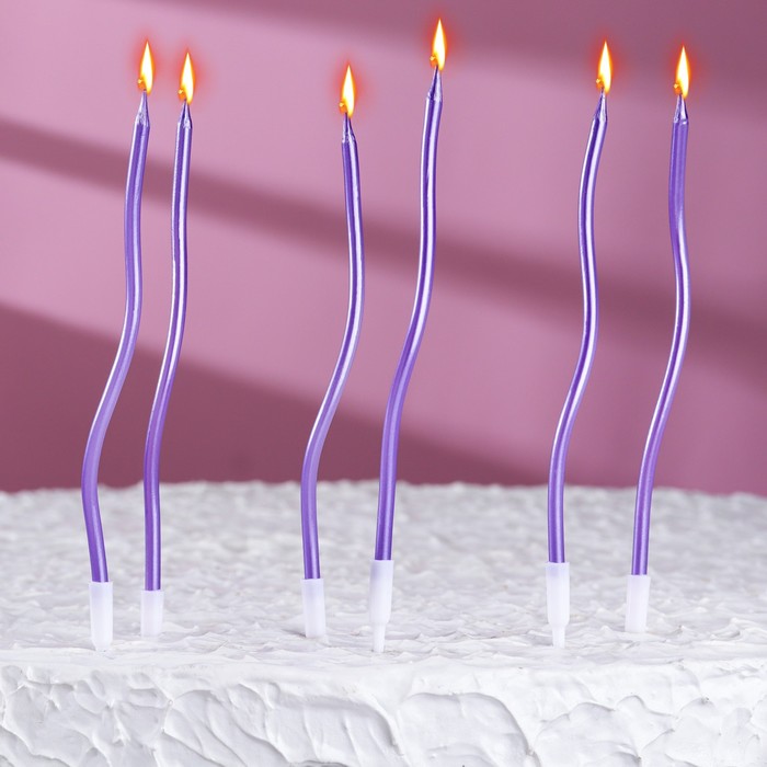 Набор свечей "Серпантин" фиолетовые, 6шт набор