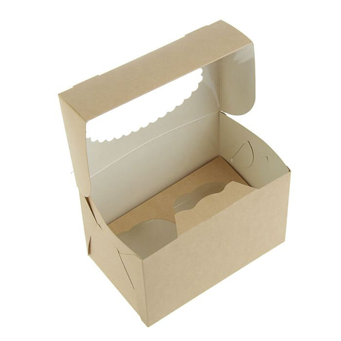 Короб картонный для Капкейков с окном 10*16*10 (ECO MUF) 2 капа