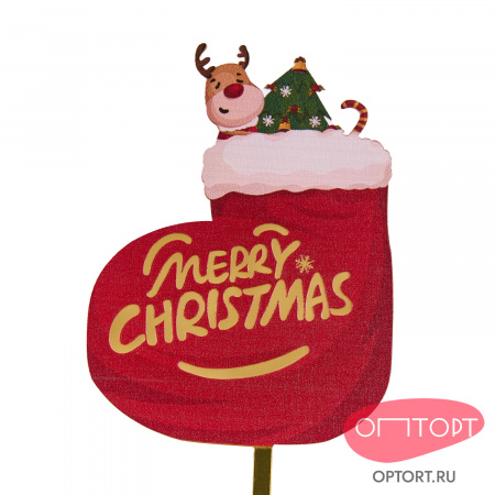 Топпер «Merry Christmas» рождественский сапожок, красный, шт