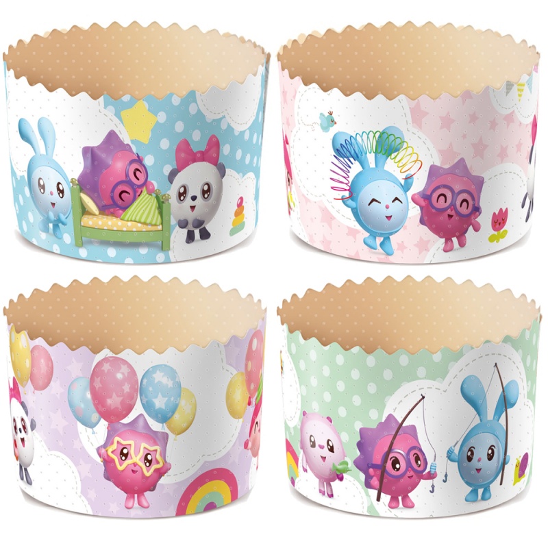 Форма бумажная для кулича рис."МАЛЫШАРИКИ", 110*85мм, шт