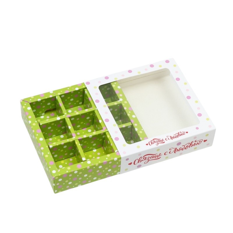 Коробка для 9 конфет с окном, Новогодний Дракончик