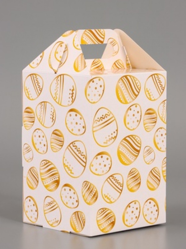 Коробка для кулича с окном "Золотые яйца", 10*10*15см, шт