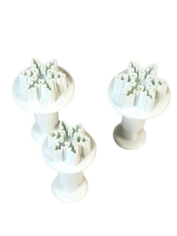 Штамп для мастики с выталкивателем "Снежинка Мини", 3 шт набор