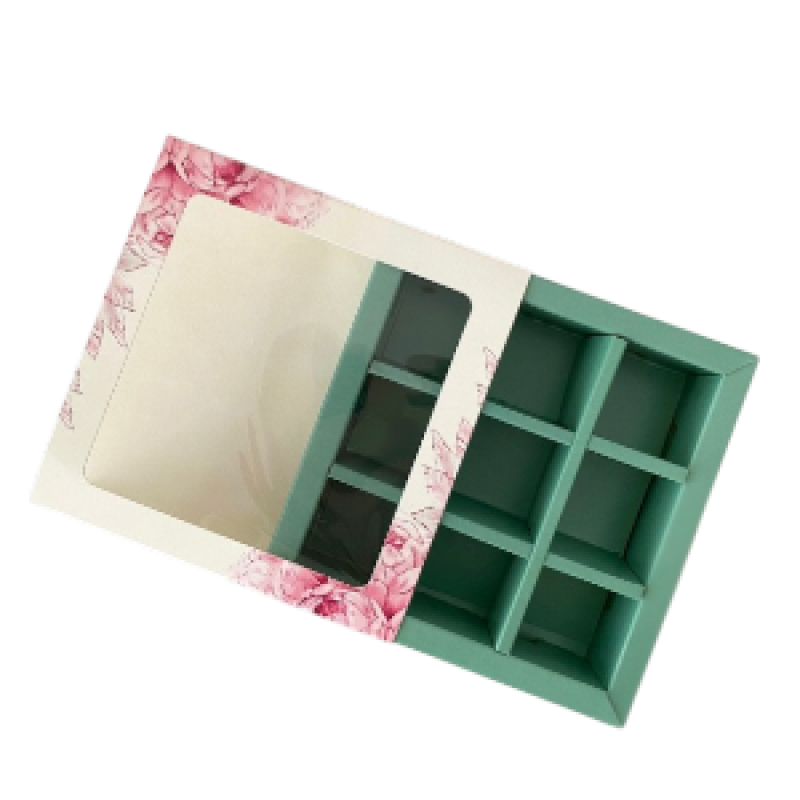 Коробка для 9 конфет с окном, "Жизнь прекрасна", Тиффани, 138*138*38мм, шт