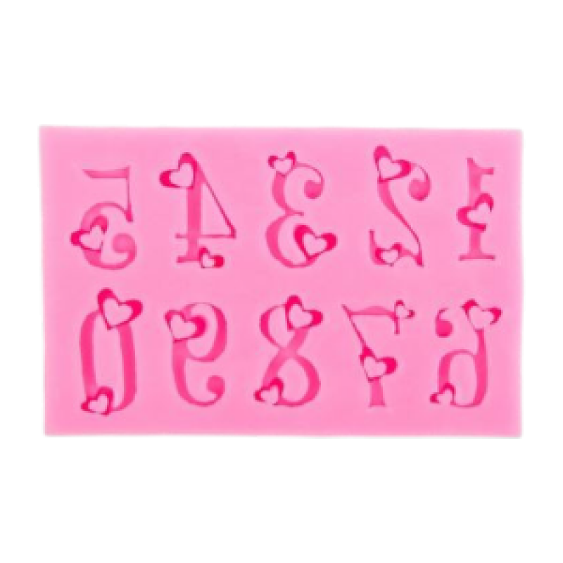 Молд силиконовый "Цифры с сердцами" 11,3*7,2*1 см,1 шт