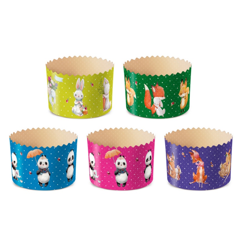 Форма бумажная для кулича рис."ЗВЕРЯТА", 110*85мм, шт