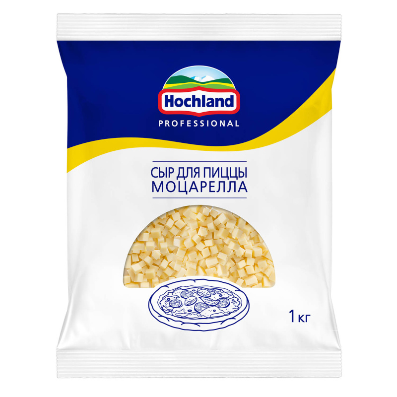 Сыр Моцарелла для пиццы кубик 40% , Хохланд 1 кг