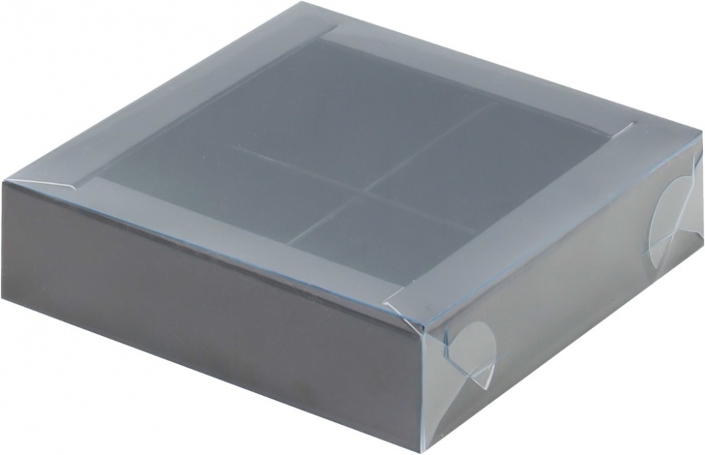 Коробка для 4 конфет с вклееным окном 120*120*30 мм ГРАФИТ, РК, шт