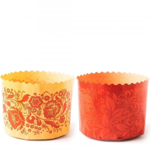 Форма бумажная для кулича рис."КРАСНАЯ ПАСХА" 110*85мм, шт