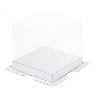 Коробка под торт и кулич с прозрачным куполом 150*150*140 (ВОЛНА)