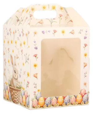 Коробка для кулича с окном "Кролик в корзинке", 15*15*18см, шт