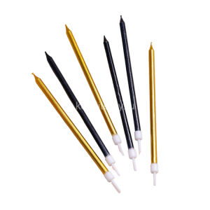 Свечи в торт "Вечеринка", 6 шт, высокие, чёрный, золотой