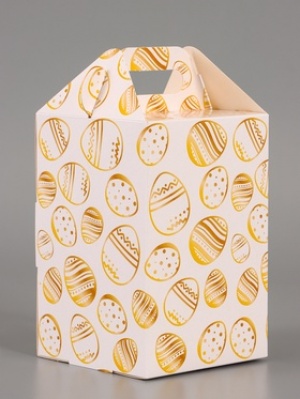 Коробка для кулича с окном "Золотые яйца", 10*10*15см, шт