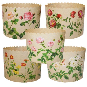 Форма бумажная для кулича рис."РОЗЫ" 134*100 мм