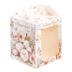 Коробка для кулича с окном "Ретро", 10*10*15см, шт