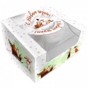 Упаковка Бенто-бокс, "Новогоднее угощение", с/о, 140*140*80мм, шт