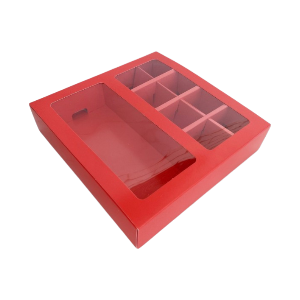 Коробка под 8 конфет и плитку шоколада, КРАСНАЯ, 177*178,5*38,5мм, шт