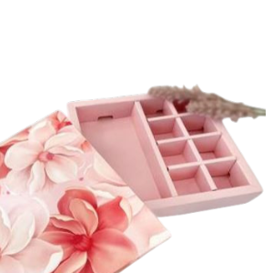 Коробка под 8 конфет и плитку шоколада, "Розовые цветы", 177*178,5*38,5мм, шт