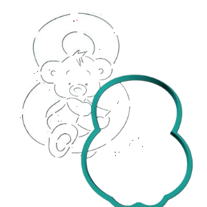 Вырубка пластик +трафарет "Мишка. 8 марта", набор