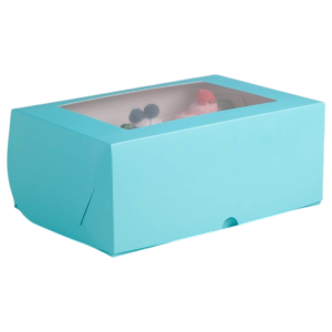 Коробка для 6 капкейков, ГОЛУБАЯ, 250*170*100мм, с окном, шт