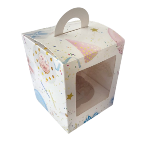 Коробка для 1 капкейка, "Праздник", с окном, 92*92*111мм, шт