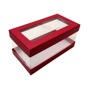 Коробка пд половинку рулета ПРЕМИУМ с прозрачными стенками и окном КРАСНАЯ МАТ, 210*110*100, РК, шт