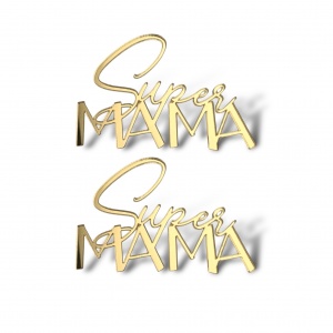 Топпер Мини надпись "Super мама" 2шт акрил