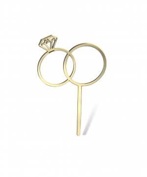 Топпер на палочке "Обручальные Кольца" , 10см, акрил 2мм