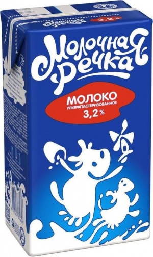 Молоко питьевое 3,2% Молочная речка 1 л, Россия