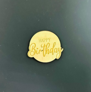 Топпер в торт бирка Круглый Happy Birthday, шт