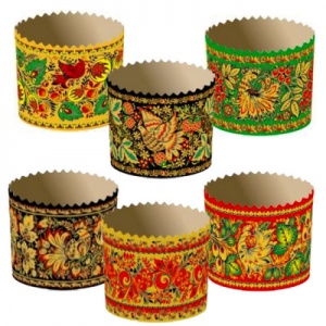 Форма бумажная для кулича рис."ХОХЛОМА" 124*100