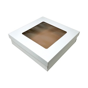 Коробка под канапе,пироги и выпечку с окном белая, 300*300*80, гофрокартон, РК,шт