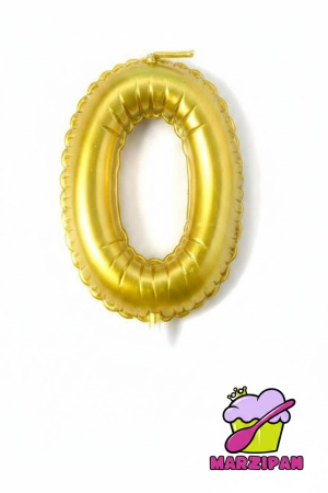 Свеча для торта «Воздушный шар», золотая, цифра 0