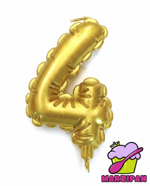 Свеча для торта «Воздушный шар», золотая, цифра 4