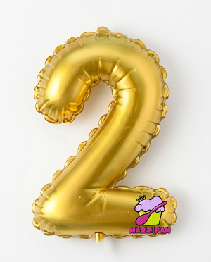 Свеча для торта «Воздушный шар», золотая, цифра 2