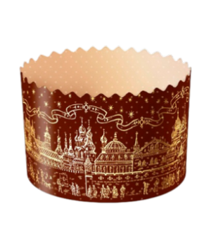 Форма бумажная для кулича рис."ХРАМ Золотой", 110*85мм, шт