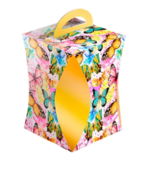 Коробка для кулича БАБОЧКИ ЦВЕТНЫЕ d124мм, шт