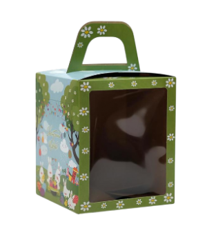 Коробка для кулича с окном "Пасхальные кролики", 15*15*18см, шт