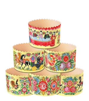 Форма бумажная для кулича рис."ГОРОДЕЦ" 70*60мм, шт