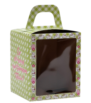 Коробка для кулича с окном "Со светлым праздником.Кролики", 15*15*18см, шт