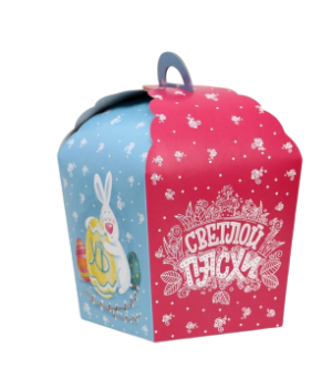 Коробка для кулича БЕЗ ОКНА, "Пасхальный кролик", 17*17*26см, шт