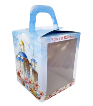Коробка для кулича с окном "Храм", 15*15*18см, шт